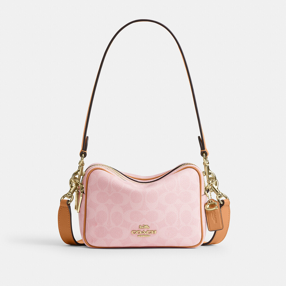 Coach Powder Pink Mini Carey Crossbody Bag In Signature Canvas NWOT - Picture 11 of 12